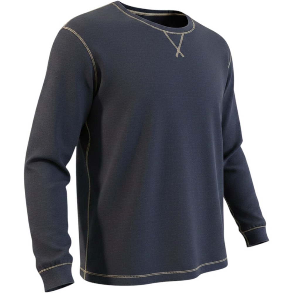 Calvin Klein Jeans Mens Navy Blue Long Sleeve Cotton Slub T-Shirt Size Medium